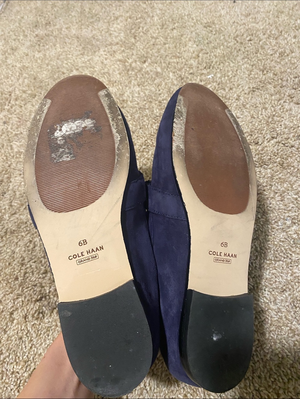 Cole Haan Navy Suede Bit Loafers with Silver Hardware - Picture 5 of 5